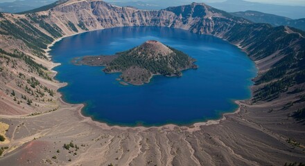 Aerial View of Crater Lake National Park Oregon