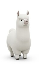Obraz premium Stylized white fluffy mammal with low polygon facial features standing against a white background
