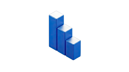 Blue Bar Graph Showing Decline on White Background