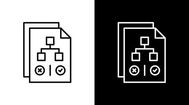 Decision Tree Outline White Icon Set Design