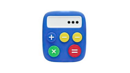 Blue Calculator with Buttons Isolated on White Background