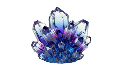 Blue Crystal Cluster on White Background