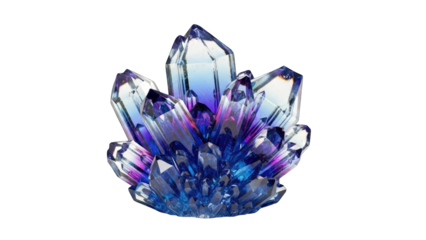 Blue Crystal Cluster on White Background