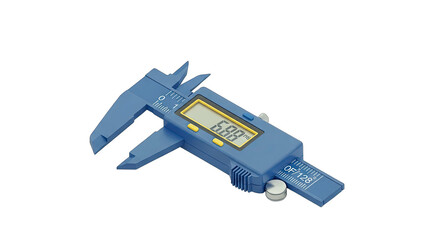 Fototapeta premium Blue Digital Caliper Measuring in Isolated White Background