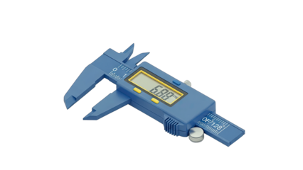 Blue Digital Caliper Measuring in Isolated White Background
