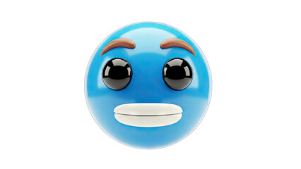 Fototapeta premium Blue Emoji Smiling on White Background