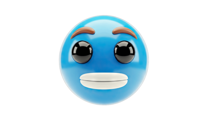 Blue Emoji Smiling on White Background