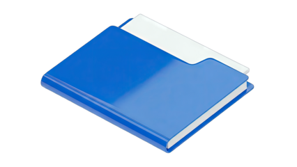 Blue Folder with White Paper on White Background