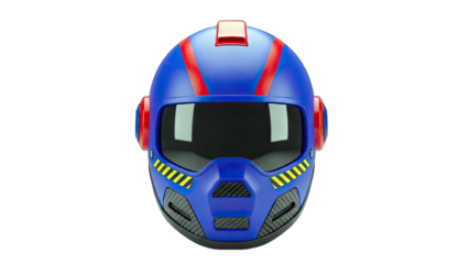 Blue Futuristic Helmet Isolated on White Background