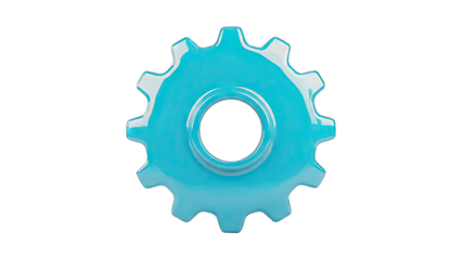 Blue Gear Icon Isolated on White Background