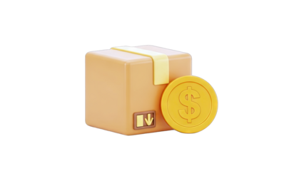 Box with Dollar Coin: Shipping and Financial Concept