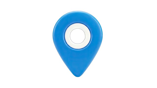 Blue Location Pin Icon on White Background - Powered by Adobe