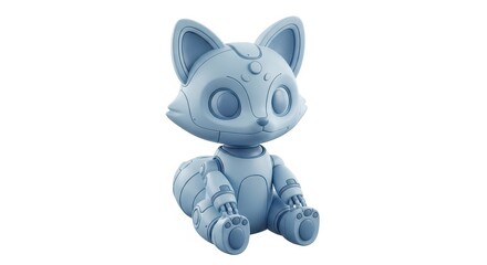 Fototapeta premium Stylized mechanical animal figure rendered in soft blue tones against a white background