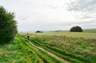 The Ridgeway National Trail at Fyfield Down 1km from its Overton Hill start point near Avebury. View S. The 5000 year old Ridgeway prehistoric track