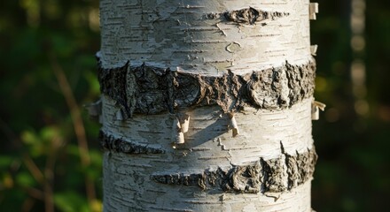Close-up of Birch Tree Bark Texture
