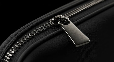Close-up of Black Zipper: Metallic Detail, Texture, and Contrast.