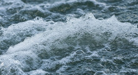 Close-up of Bubbling Water Surface with Foam