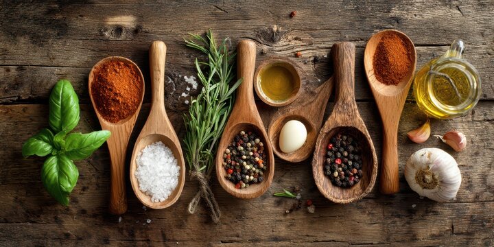 Rustic Wooden Spoon Surrounded by Fresh Ingredients for a Delicious Italian Meal