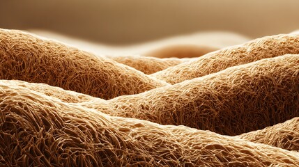 Detailed microscopic texture reveals interwoven fibrous biological structures under subtle illumination