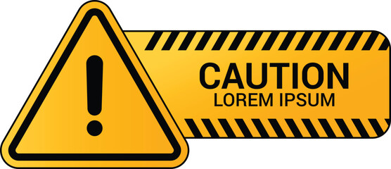 General warning caution sign with exclamation mark in yellow template. Caution sign transparent vector