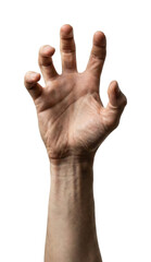Tense hand reaching out with claw gesture. Horror or aggression concept