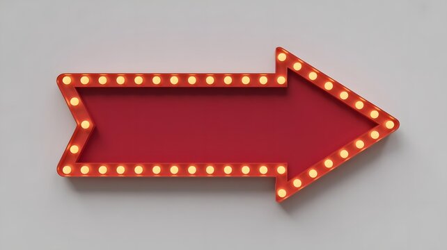 Vintage Red Arrow Sign with Glowing Bulbs