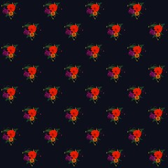 seamless pattern with red flowers