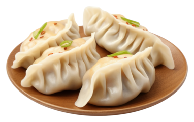 PNG Gyoza dumpling plate food.