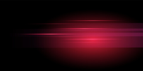 Blue and red high-speed background. Movement light trails effect on black abstract background. Wide technology banner with glowing blue and red light motion effect. Vector illustration