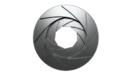 Camera Aperture Blades Opening on White Background