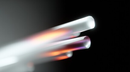vibrant neon light rods floating in foggy studio creating immersive futuristic glow