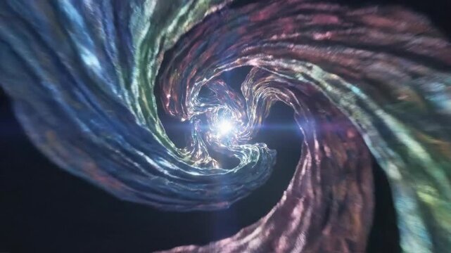 Swirling tunnel of colored layers