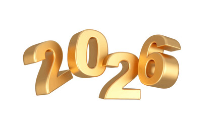 Vector of golden 3D numbers 2026 on transparent background illustration