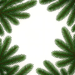 christmas tree branches frame on white Vector illustration