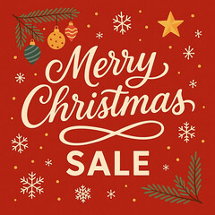 Merry christmas sale banner background.Merry Christmas text Calligraphic Lettering Vector illustration.