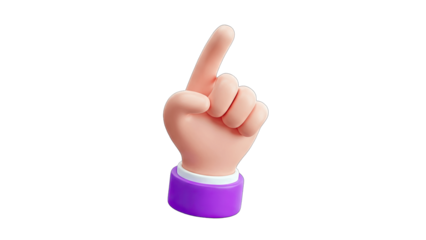 Cartoon Hand Pointing Up on White Background