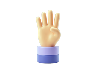 Cartoon Hand Showing Four Fingers on a Stand