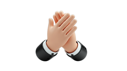 Cartoon Hands Clapping in Celebration on White Background