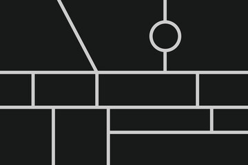 Abstract minimalist geometric grid pattern with varying rectangular shapes and a circle element on a sleek background, ideal for modern design and tech projects.