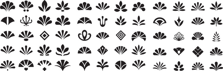 Black Art Deco Design Elements &ndash; Geometric Decorative Motifs