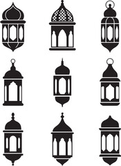 Vintage Arabic Lamp Silhouettes &ndash; Islamic Ornament Icons