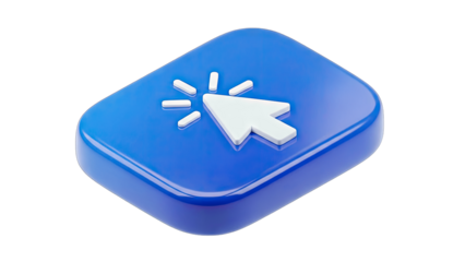 Click Button with Cursor Icon on Blue Background
