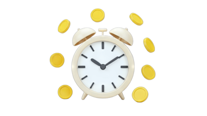 Clock with Coins: Time is Money Concept