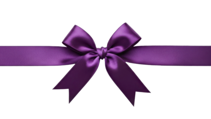 Elegant purple satin ribbon bow on a transparent background PNG image for present decoration