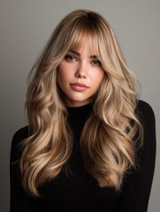 Portrait of long ash blonde hair flowing over the shoulders, soft texture illuminated with subtle highlights for a premium salon aesthetic 