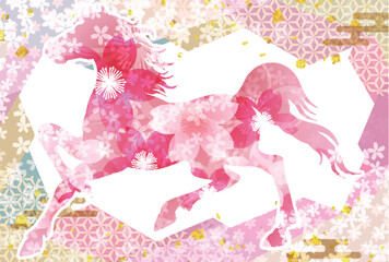 午　年賀状　干支　背景