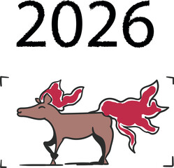 Poster or art with the number 2026 and a fire horse.