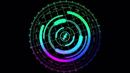 Futuristic Circle HUD Head-Up Display Interface Loop Animation for Technology and Cyber Concept on Dark Background 4k video animation seamless loop - Powered by Adobe
