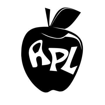 a simple illustrations of an apple with APL letters inside it 