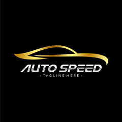 Auto Speed Gold Logo, Black Background, Luxury Automotive Symbol, Car Brand Emblem.